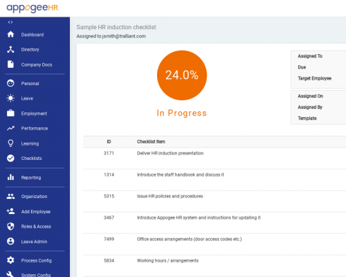 Appogee HR - Checklist